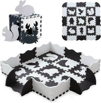 HASTHIP Baby Play Puzzle Mats Black and White Sensory Foam Puzzle Play Mat
