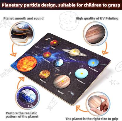 Plus Shine 3D Wooden Puzzle Toy Solar System Model Science Toys Set With Planet Outer Space