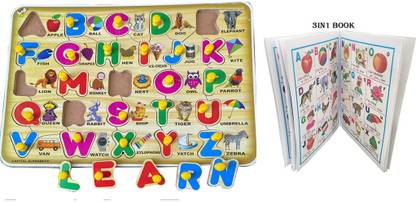 SHALAFI Alphabet Puzzles Montessori Educational Learning ABC Letters Board+3in1 Book