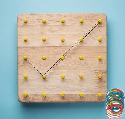 FORSIKHA ooden Geoboard Mathematical Manipulative Array Blocks Geo Board Shape Puzzle