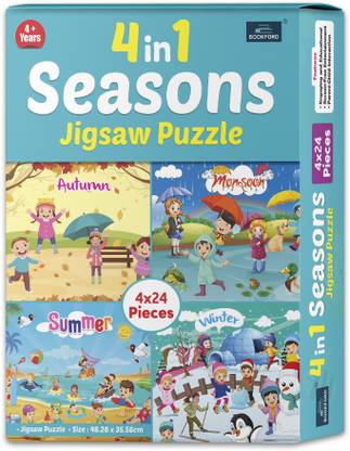 BOOKFORD 4 In 1 Seasons Jigsaw Puzzle Game & Fun and Learning