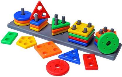 GAMLOID Best Buy Geometrics Square Educational Learning Toys Sorter Stacking Block Game