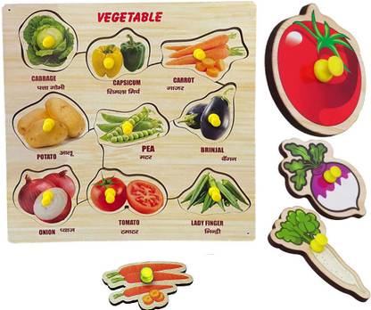BUY SURETY Vegetables Name Matching Blocks Vegetables Picture Simple Puzzle Learning Toys