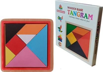 Synlark 7 Piece Wooden Tangram Puzzle Board Game| Create 6500 Different shapes| Mind Development game for Kids 3 Years and Above (Pack of 2) Board Game Accessories
