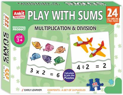 Ankit Toys & Games Play with Sums Puzzle Self-Correcting 2 Piece Maths Puzzle Cards Educational Toy