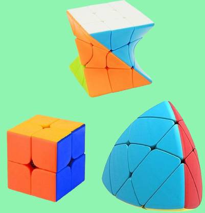 vworld x2,High Speed Triangle Pyraminx Stickerless Pyramid Cube and 3x3x3 Twister