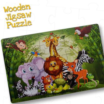 Toys universe Wooden Animal Jigsaw Puzzle Games | Jungle Puzzle Kit for 4 Year + Kids