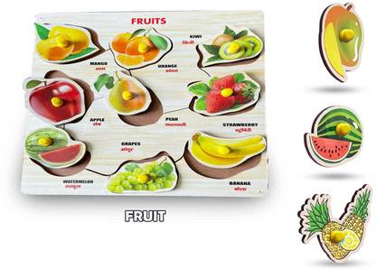 Plus Shine 9 Different Fruit Shapes with Name Matching Puzzle Educational&Learning Board