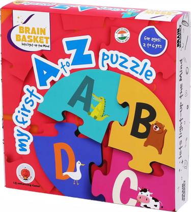 BRAIN BASKET My First A to Z Puzzle for Kids (2-6 Yrs) - 52 Animal Flash Cards Jigsaw Game