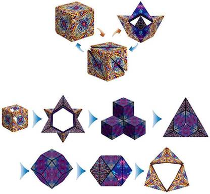 Priyadarshi Magic Cube Shape Shifting Puzzle Shapes Over 70 Types Mind-Challenging Fun Game