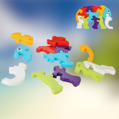 SHREEJI ENTERPRISE Elephant Shape Puzzle Building Blocks Non Toxic Block LC02.653 Elephant Puzzle