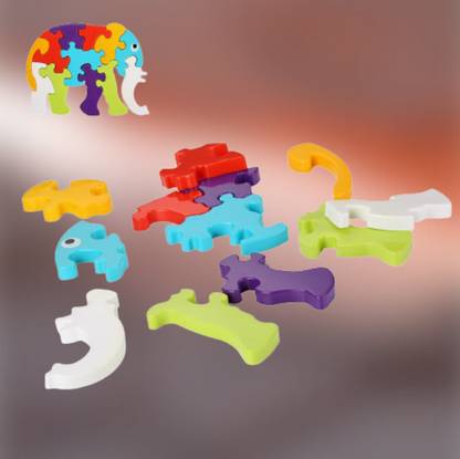 SHREEJI ENTERPRISE Elephant Shape Puzzle Building Blocks Non Toxic Block LC02.579 Elephant Puzzle