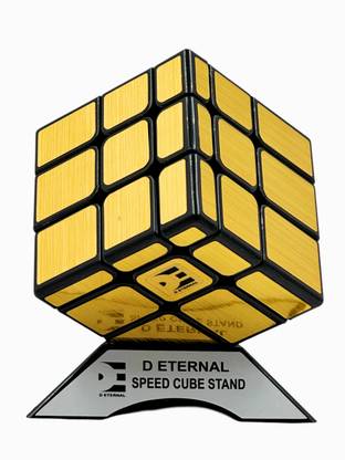 D ETERNAL Mirror Cube 3x3 Speedcube Gold Mirror Blocks 3x3x3 Puzzle Cube With Cube Stand