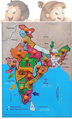 SAFESEED Wooden India Map with Different States Learning