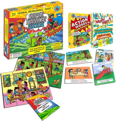 Brainy Bug Resources Two Verbal Reasoning Puzzles with Teaching Manual and Two Jumbo Flashcard Decks