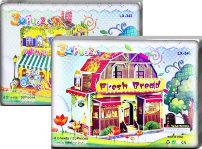 3D Puzzle House Game Toy Jigsaw for Kids Pack Of 2 Combo Age 3 to 15 years Birthday Gifts