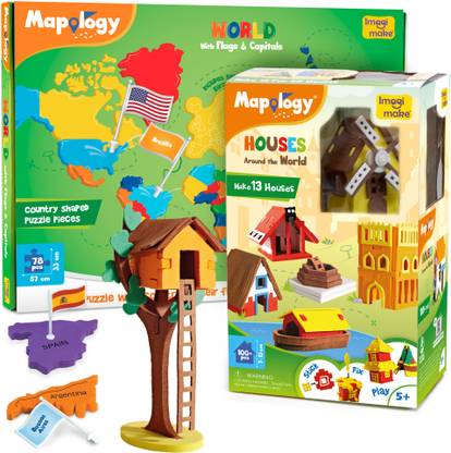 Imagimake Mapology - World Map Puzzle with Houses Around the World