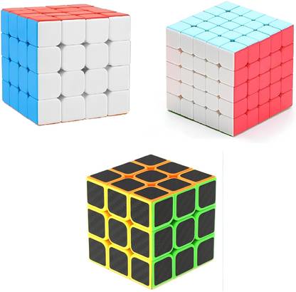 vworld speed cube combo of 4x4x4x4 5x5x5x5 and black cube pack of 3