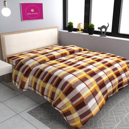 aayan enterprises Double Bed Woolen Fabric Checkered Quilt Cover / Duvet Cover / Rajai Cover Wool Batting