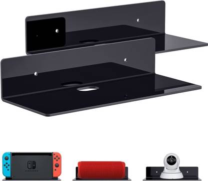 PIURA Small Acrylic Floating Wall Shelves Set of 2 Adhesive Display Shelf Acrylic Wall Shelf