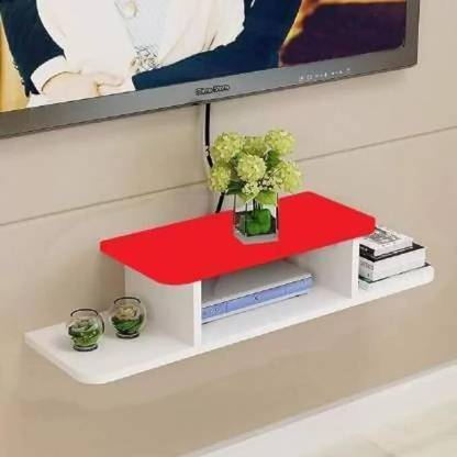 Woodenstores set top box stand MDF Wall hanging floating Home For living room Bedroom MDF (Medium Density Fiber) Wall Shelf