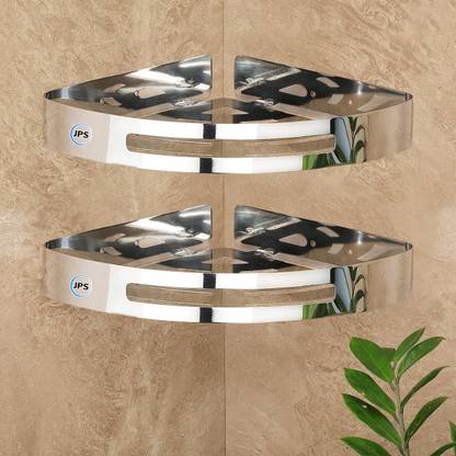 JPS Premium Bathroom Corner Rack, Shelf and Storage Rack for Kitchen,Wall-Mounted Stainless Steel Wall Shelf