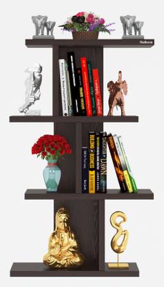 Madhuran Engineered Wood Wall Mounted Ladder Shelf Racks Stand Tier 4 Particle Board Wall Shelf