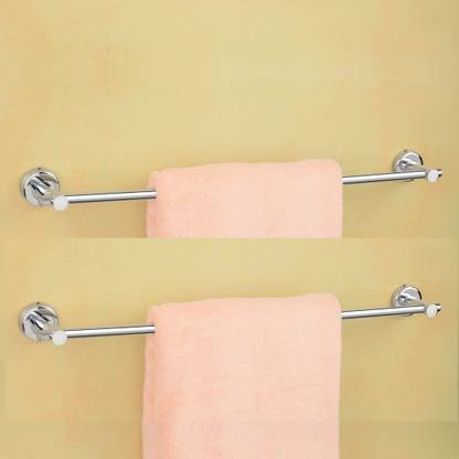 GLOXY by GLOXY Heavy Round 0. Rod/Towel Stand/ Hanger for Bathrooms(Pack of 2) Silver Towel Holder