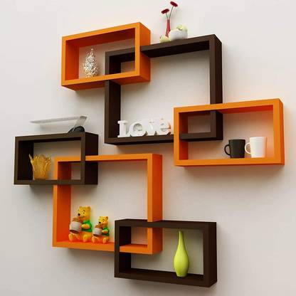 PepperWood MDF Rectangular Intersecting Wall Shelf Standard MDF (Medium Density Fiber) MDF (Medium Density Fiber) Wall Shelf