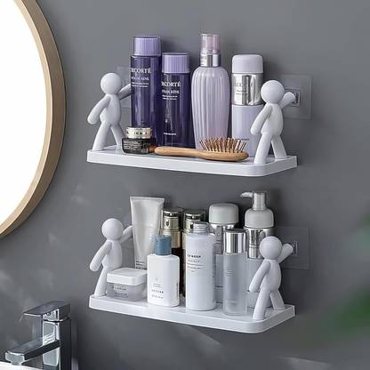 SJK Self Adhesive Multi-Purpose Wall Hanging Humanoid floating Shelf 1.2040 Plastic Wall Shelf