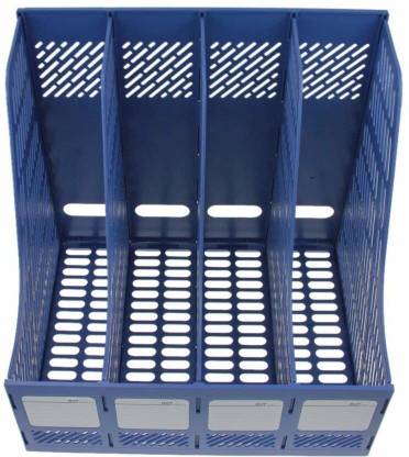 KARTUNBOX 4 Compartments Plastic File Rack Paper Magazine Holder/Desk Book Sorter/Storage Display Bin Desktop Shelf Dividers Cabinet Document Tray Organizer Plastic Wall Shelf