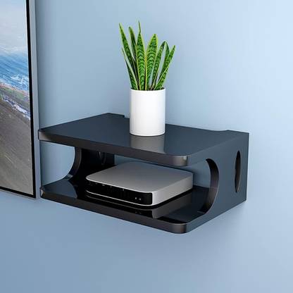 MAJESTIC MART Set top Box Stand | WiFi Router Holder Wall Shelves | Setup Box Stand for Home Wooden Wall Shelf