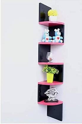 THE PINEWOOD ENTERPRISES Wooden Wall Rack Shelves Zig zag Corner Rack Shelf Wooden, MDF (Medium Density Fiber) Wall Shelf