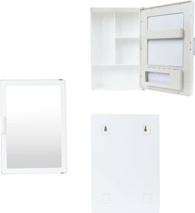 Epraiser SMALL MINI BATHROOM RACK SHELF STORAGE BOX WITH MIRROR WALL DECOR Plastic Wall Shelf