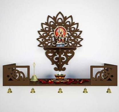 SMART SHOPPEE Home Mandir Engireed Wood Home Pooja Mandir Handmade Home Tample Pooja Mandir Wooden Wall Shelf