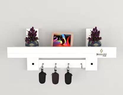 JHABARU Wall Mount Home Décor Key Chain Holder/Key Hooks with Wall She Key Holder Wooden Wall Shelf