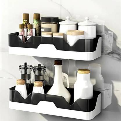 hirva creation Wall Mounted Shower Shelf, Adhesive Plastic Wall Shelf