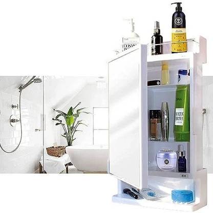 CIPLA PLAST Strong and Heavy Rich Look Storage Cabinet with Mirror- (Cream Color)Ivory- Polypropylene Wall Shelf