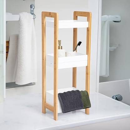 anko 3 Tier Bathroom Caddy Wooden Wall Shelf