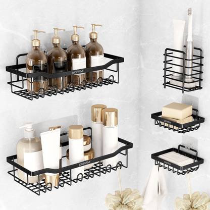 Plantex Self Adhesive Bathroom Shelf/Tumbler Holder/Soap Stand for Bathroom Steel Wall Shelf