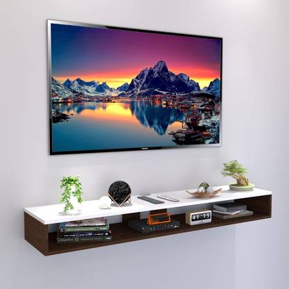 ZARA HANDICRAFTS Wooden Wall Mounted Floating TV Stand/TV Entertainment Unit/TV Cabinet with Rack Wooden Wall Shelf