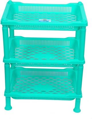 ARISERS Plastic Multipurpose Layer Green 3 Rack Shelf Plastic Wall Shelf
