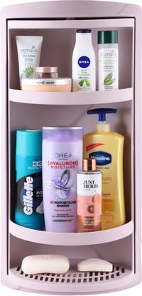 Simandhar Rotating Bathroom Corner Cabinet Plastic Wall Shelf