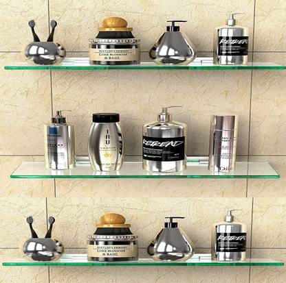 windowera Multipurpose Glass Shelf, Suitable For Bathroom, Bedroom, Kitchen, Living room, Glass Wall Shelf