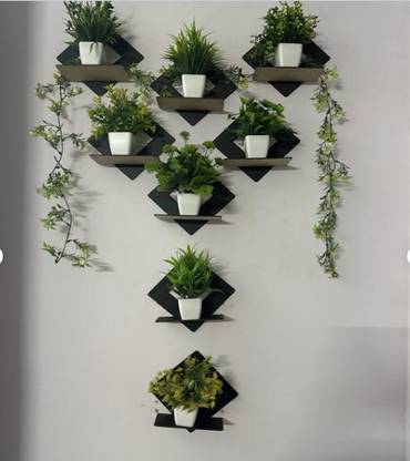 CRAFTY COTTAGE Wall Shelves for Home Decor Living Room & HALL Wall Mount MDF Wooden Wall Shelf  (Number of Shelves - 8, Black)