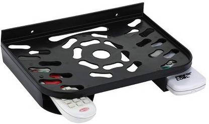 ABC Plastic Set Top Box Stand Wall Mount with Double Remote Holder for Speakers Plastic Wall Shelf