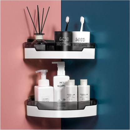 HOLISTIC Corner Bathroom Shelf, Wall Rack Bathing Accessories Plastic Wall Shelf