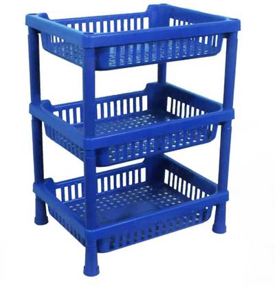 TruVeli Multipurpose Plastic Kitchen Storage Rack Folding Rack for Vegetable & Fruits Plastic Wall Shelf