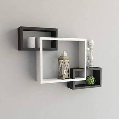A M Enterprises Wall shelf Intersecting Shelf Wall Moun ted Hanging Decorative Shelf set of 3 MDF (Medium Density Fiber) Wall Shelf
