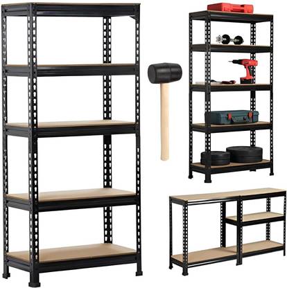 Star Work 5 Shelving Units and Adjustable Utility Shelves Heavy Duty Metal Storage Racks Steel Wall Shelf